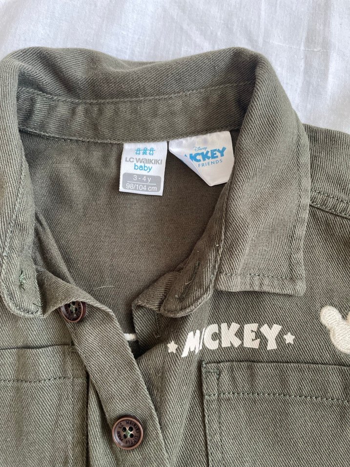 Erkek Çocuk Khaki Mickey Baskılı Gömlek - Görsel 4