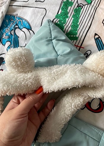 Kapüşonlu Mavi erkek Çocuk Mont - Görsel 8