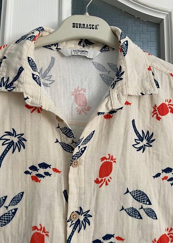 Erkek Keten Kısa Kollu Desenli Gömlek - Görsel 2