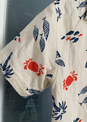 Erkek Keten Kısa Kollu Desenli Gömlek - Görsel 4