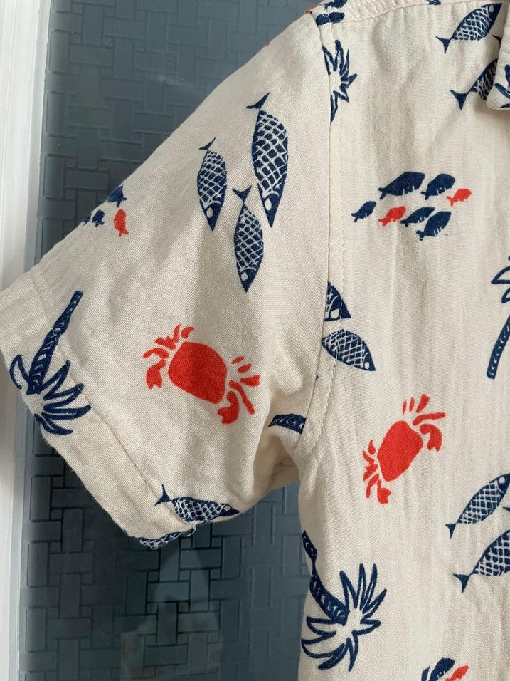 Erkek Keten Kısa Kollu Desenli Gömlek - Görsel 4