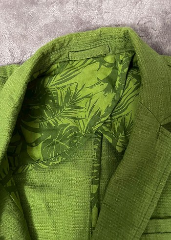 Düğmeli Yeşil Erkek Çocuk Keten Ceket - Görsel 2