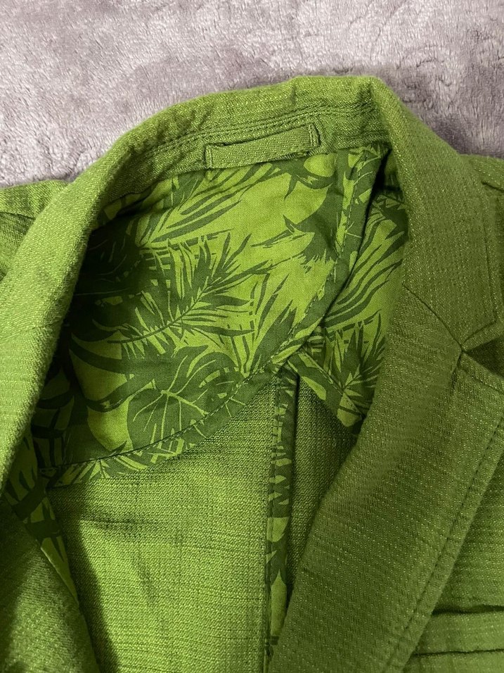 Düğmeli Yeşil Erkek Çocuk Keten Ceket - Görsel 2