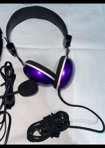 Mor Renkli Kablolu Kulaklık ve Mouse Seti - Görsel 5