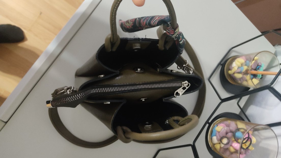 Kahverengi Deri Desenli Kadın Çanta - Görsel 3