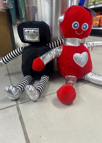 Renkli Kırmızı ve Siyah Robot Peluş Oyuncaklar