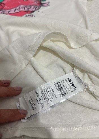 Beyaz Kız Çocuk Baskılı Kısa Kollu Tişört - Görsel 4