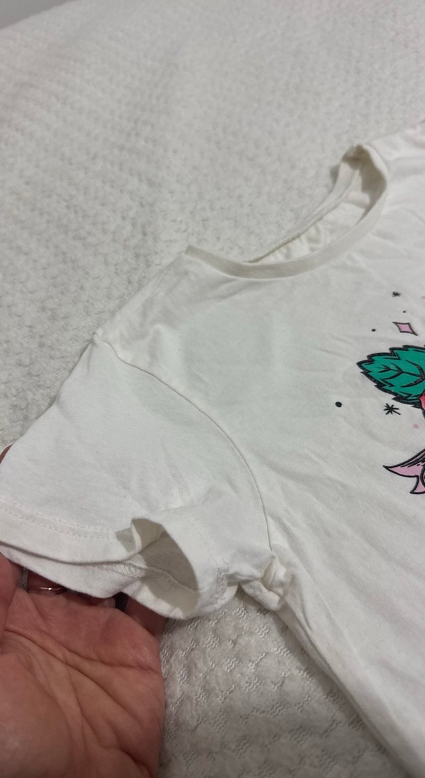 Beyaz Kız Çocuk Baskılı Kısa Kollu Tişört - Görsel 3