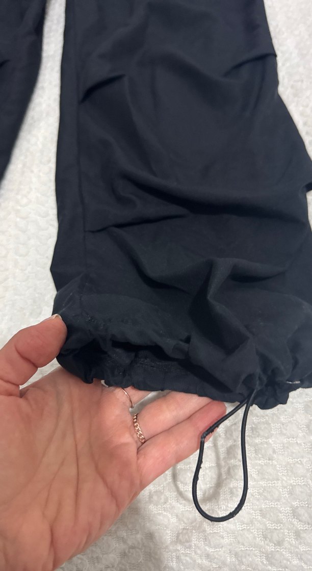 10-11 yaş Siyah, Belden Kemerli, Bol Kesim çocuk Pantolon - Görsel 5