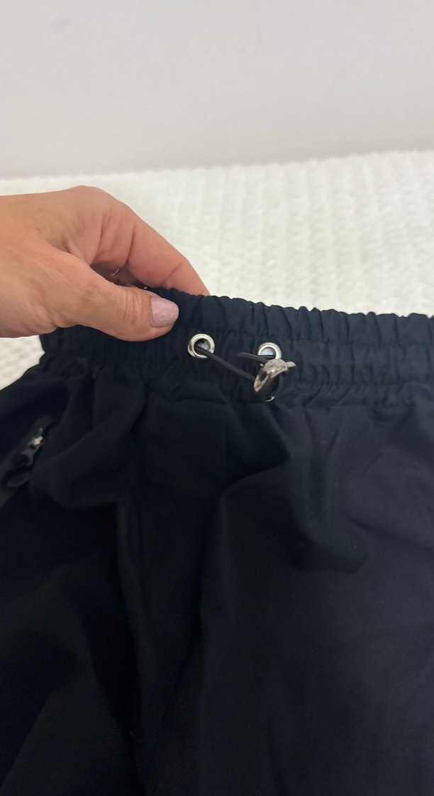 10-11 yaş Siyah, Belden Kemerli, Bol Kesim çocuk Pantolon - Görsel 3