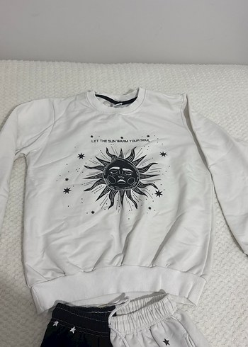 Beyaz Siyah Baskılı Kız Eşofman Takımı - Görsel 5