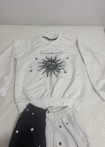 Beyaz Siyah Baskılı Kız Eşofman Takımı - Görsel 2
