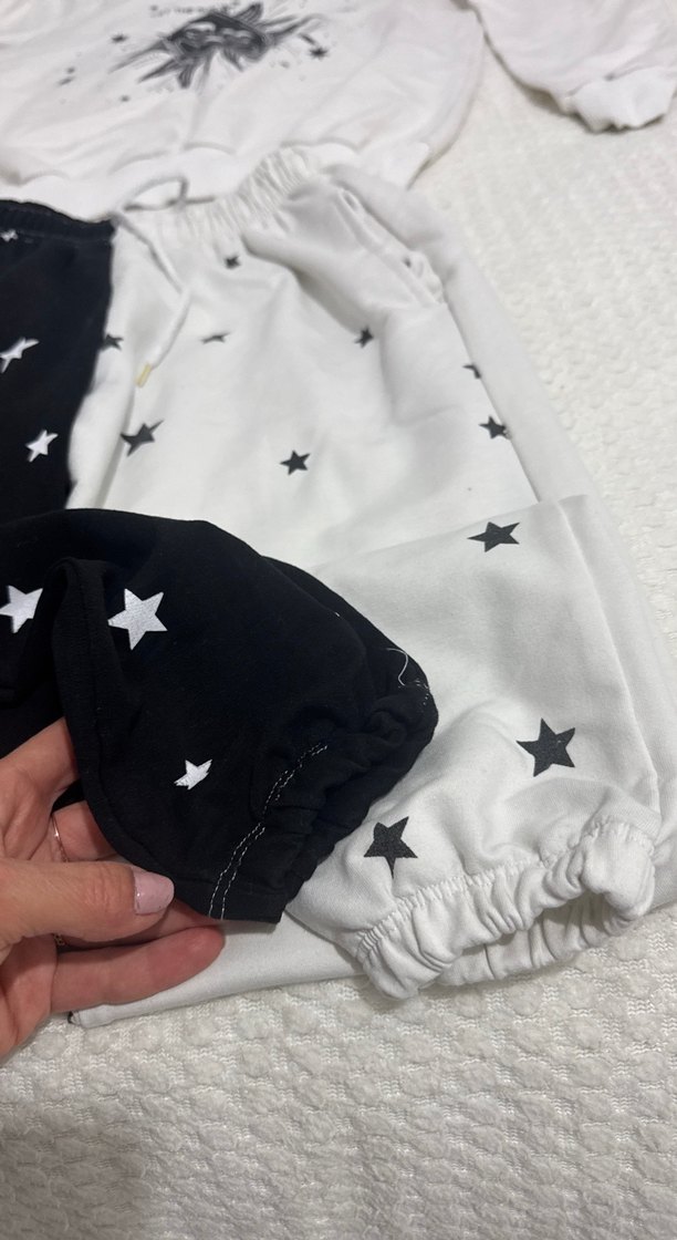 Beyaz Siyah Baskılı Kız Eşofman Takımı - Görsel 4