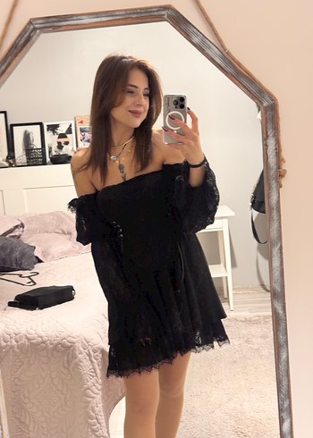 Siyah Dantel Detaylı Gotik Mini Elbise - Görsel 5