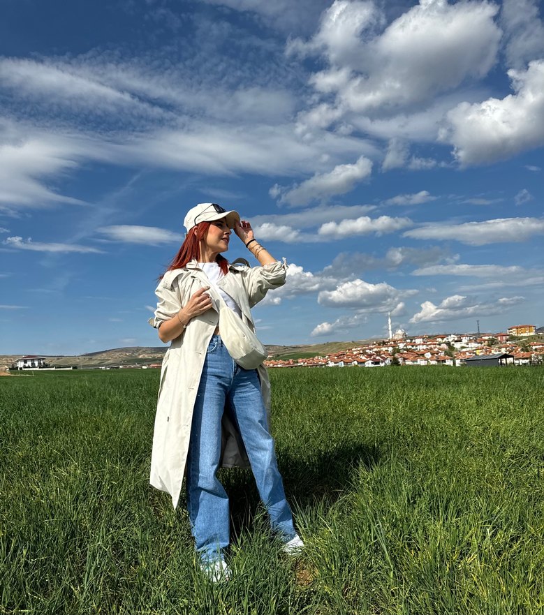 Beyaz Midi Denim Trençkot - Görsel 2