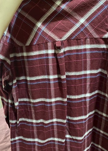 Bordo Pamuklu Uzun Kollu Kadın Gömlek - Görsel 4