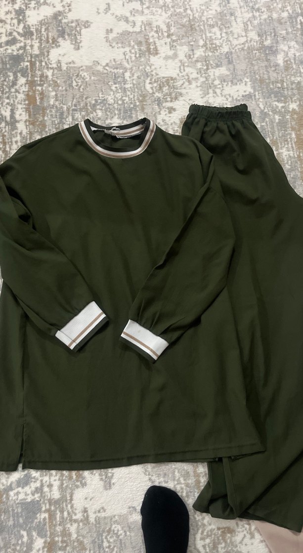 Kadın Haki Uzun Kollu Rahat Eşofman Takımı - Görsel 3