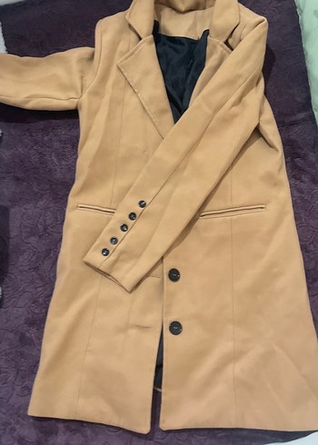 Düğmeli Süet Kadın Uzun Kaban - Görsel 3