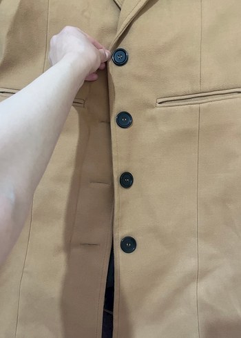 Düğmeli Süet Kadın Uzun Kaban - Görsel 2