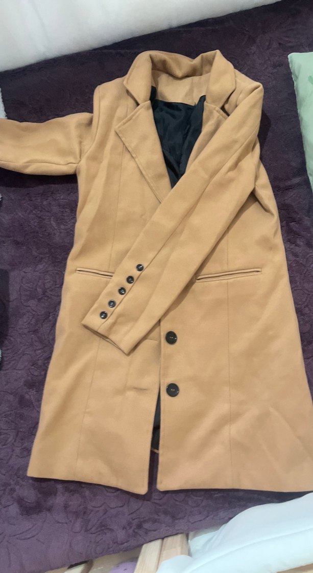 Düğmeli Süet Kadın Uzun Kaban - Görsel 3