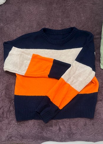 Renkli Triko Kadın Kazak - Görsel 2