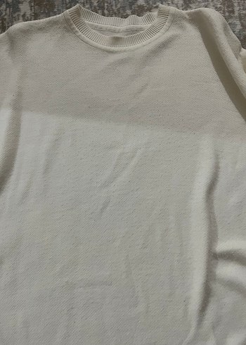 Kadın Beyaz Uzun Kollu Pamuklu Basic Kazak - Görsel 2