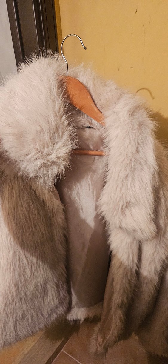 Kürk Detaylı krem Midi Boy Kadın Mont - Görsel 4