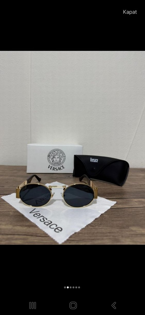 Versace Kadın Klasik Gri Camlı Altın Gözlük - Görsel 2