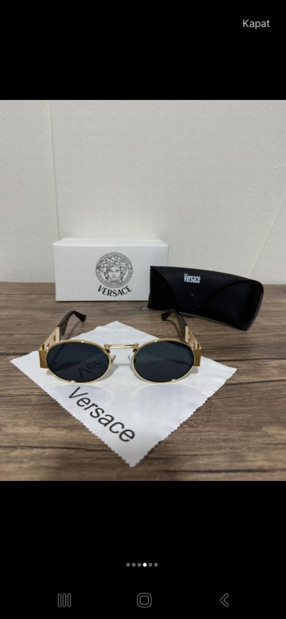 Versace Kadın Klasik Gri Camlı Altın Gözlük - Görsel 3