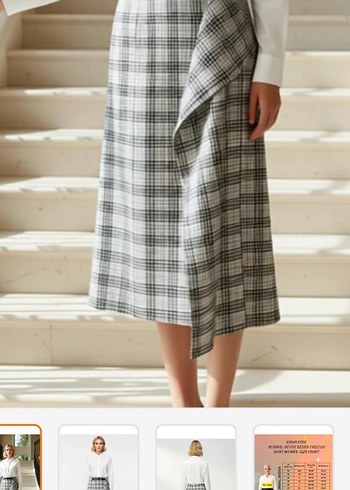 Ekose Desenli Midi Etek - Görsel 2