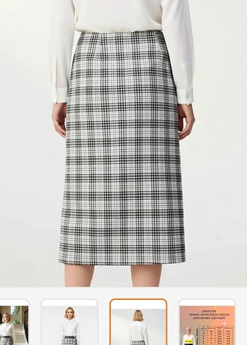 Ekose Desenli Midi Etek - Görsel 3