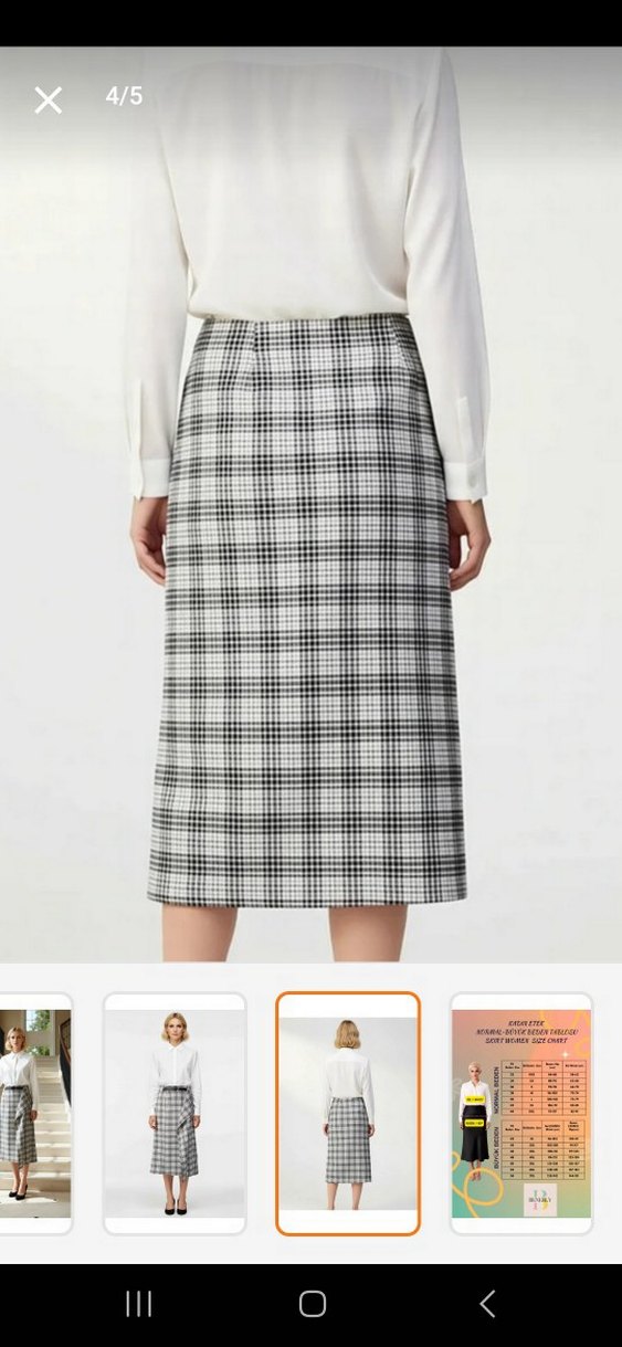 Ekose Desenli Midi Etek - Görsel 3