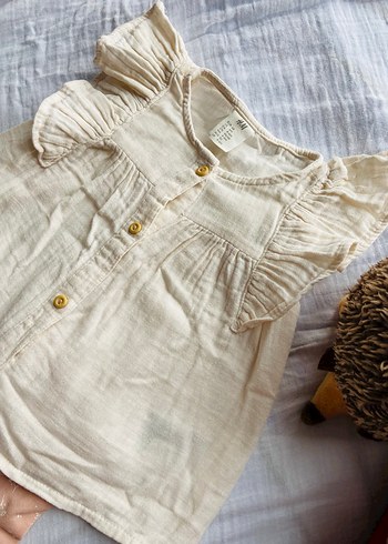 H&M Düğmeli Beyaz Kolsuz Bebek Kıyafet Takımı - Görsel 2