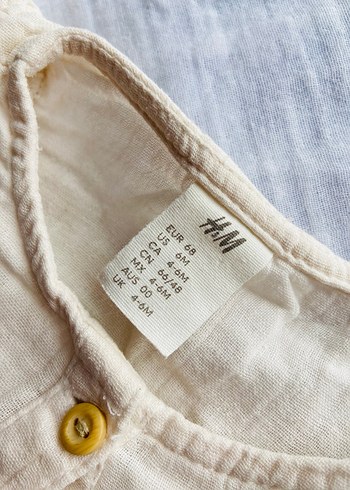 H&M Düğmeli Beyaz Kolsuz Bebek Kıyafet Takımı - Görsel 3