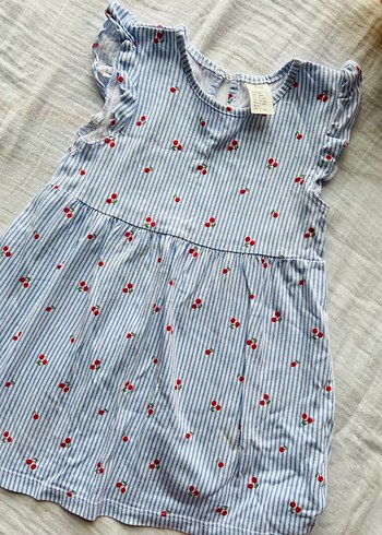 Kız Çocuk Mavi Nakışlı Fırfırlı Elbise - Görsel 4