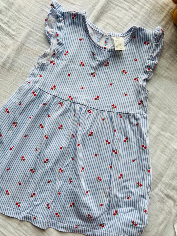 Kız Çocuk Mavi Nakışlı Fırfırlı Elbise - Görsel 4