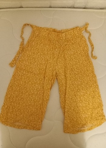 Kızlar için sarı bol kesim keten pantolon