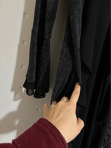 40 Beden siyah Renk Simli abaya