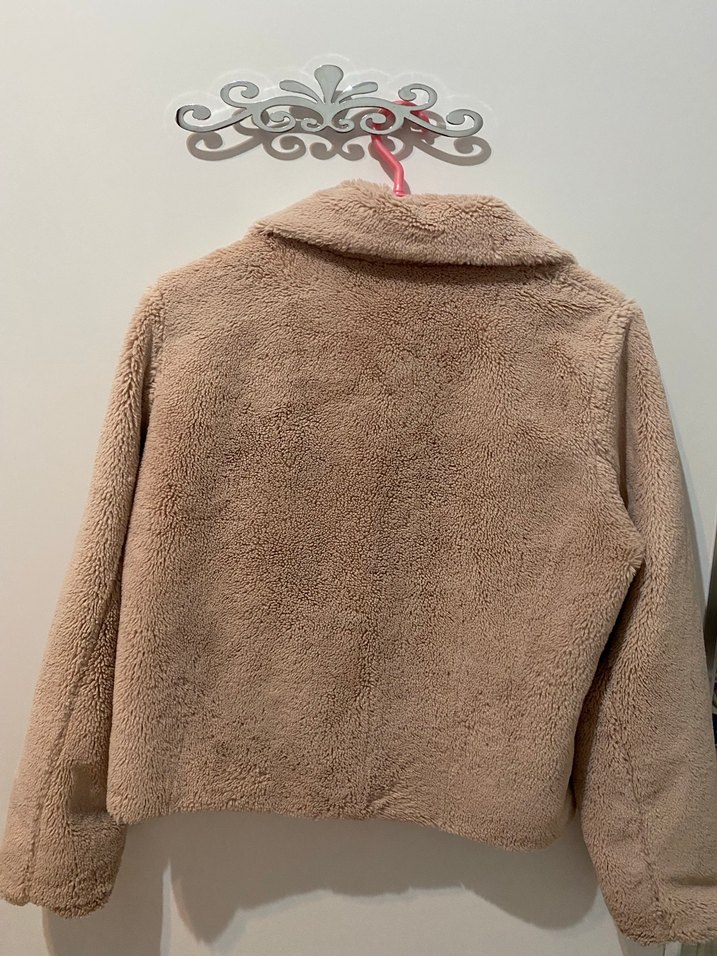 Pudra pembe peluş ceket - Görsel 3