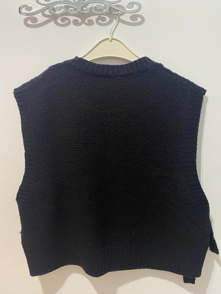 Siyah Örgü Yüksek Yaka Süveter - Görsel 3