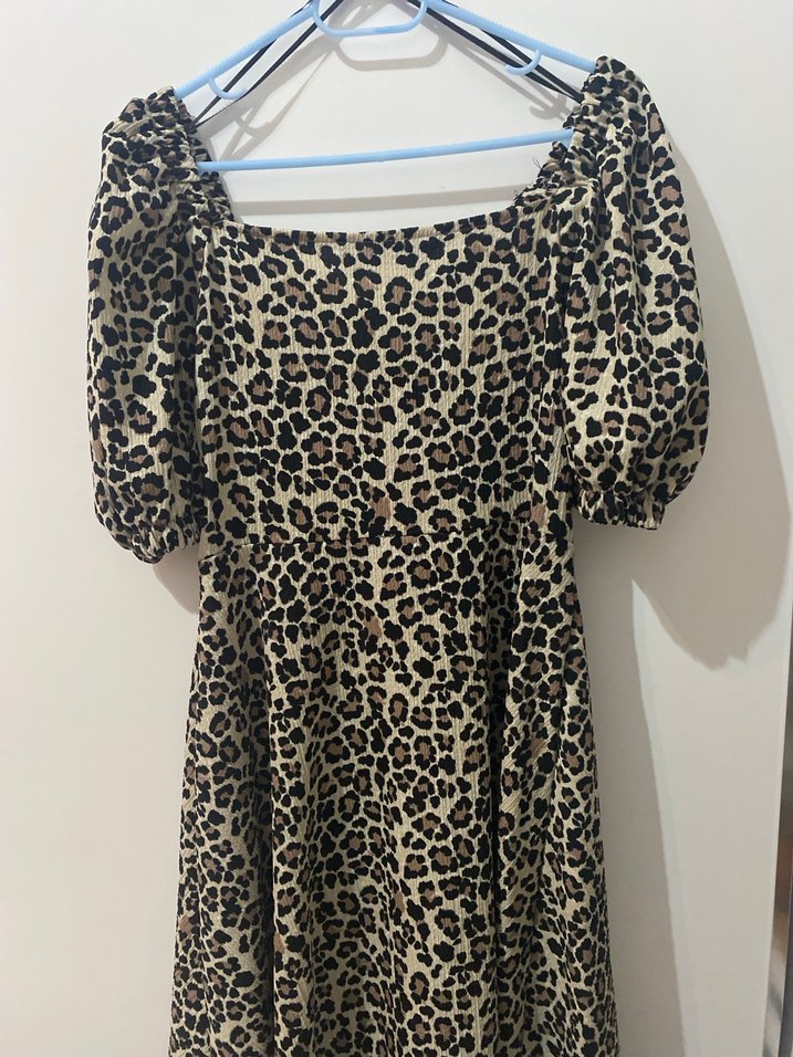 Leopar Desenli Elbise - Görsel 3