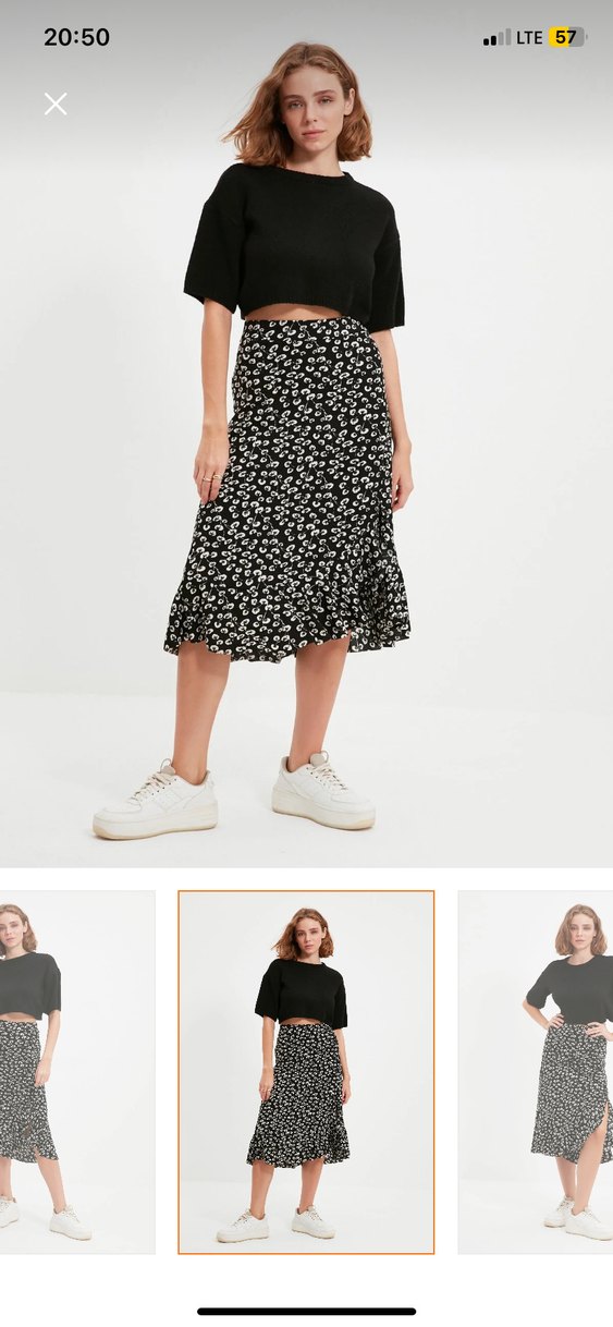 Midi Etek, Fırfırlı yırtmaç - Görsel 2