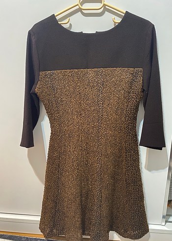 Kahverengi V Yaka Triko Elbise - Görsel 2