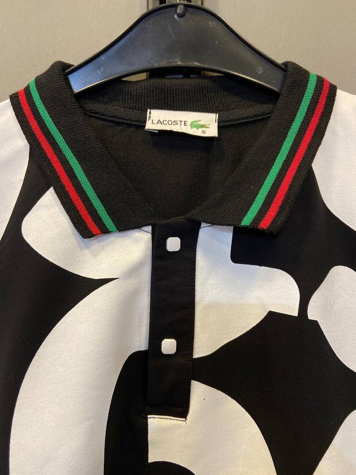 Siyah Baskılı Uzun Kollu Erkek Polo Tişört - Görsel 3