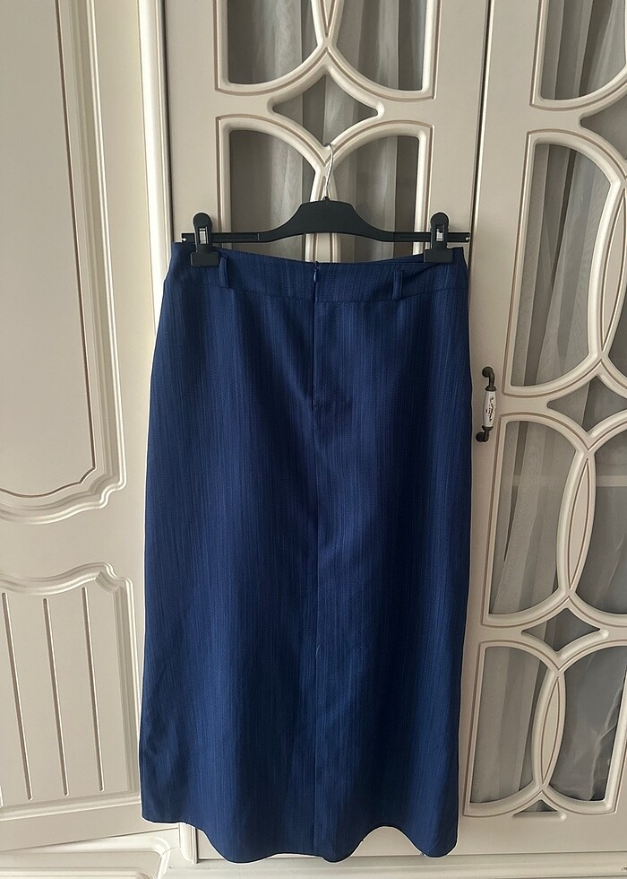 Önü pileli düğme detay etek - Görsel 4