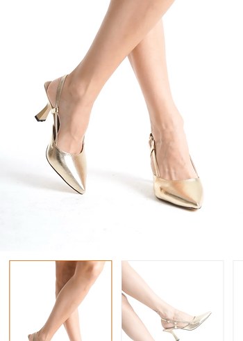 Altın Renkli Tokalı Stiletto Topuklu Kadın Ayakkabı