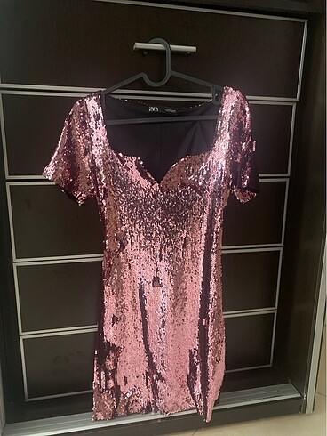 Zara Payet Pembe Mini Abiye