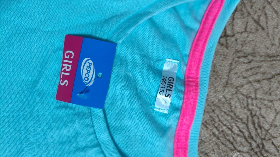 Turkuaz Renkli Baskılı Kız Tişörtü - Görsel 3