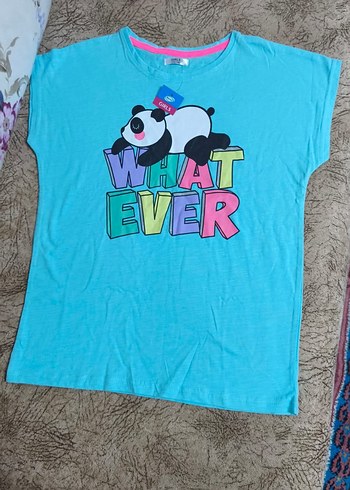 Kız Çocuk Mavi Baskılı Kısa Kollu Tişört - Görsel 2