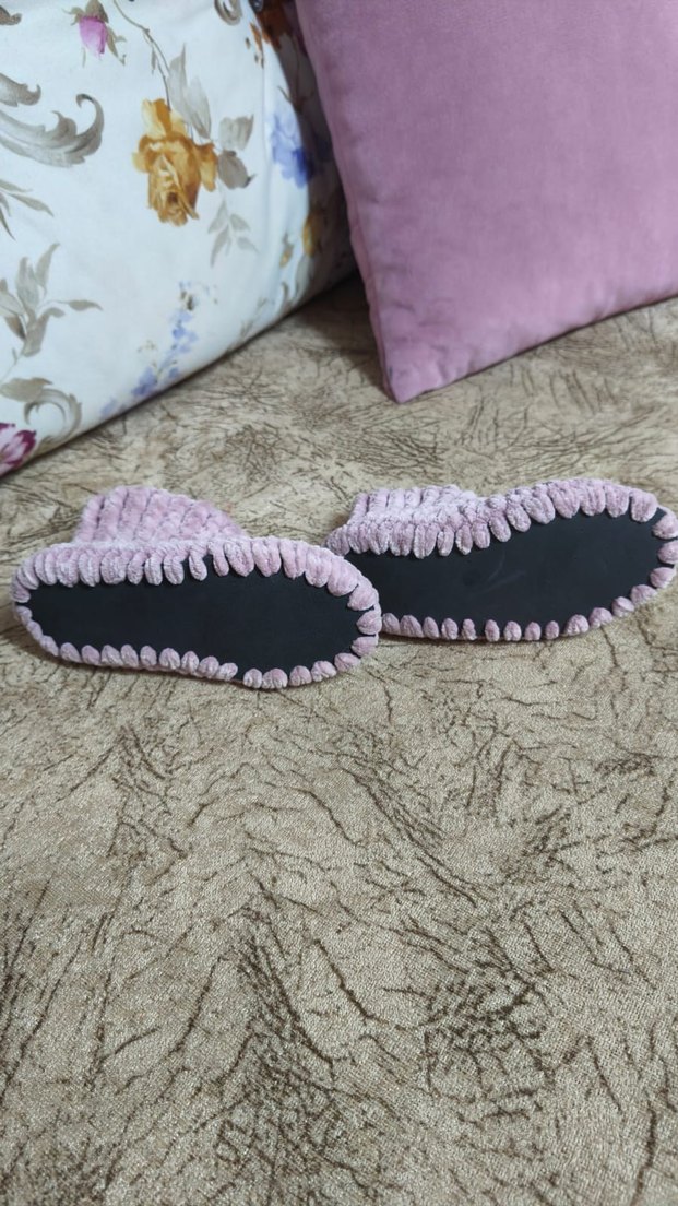 Kızlar için Örgü Mor Sıcak Panduf - Görsel 3